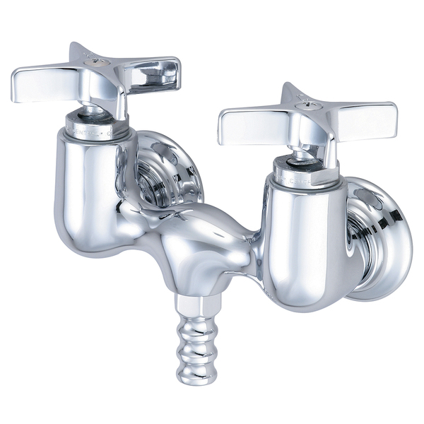 Central Brass Two Handle Leg Tub Faucet, Polished Chrome, Wall 0210-Q